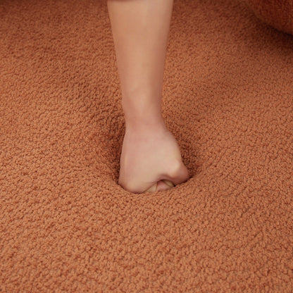 Fauteuil lounge rond en chenille, avec accoudoirs et base pivotante à 360° et 3 coussins amovibles