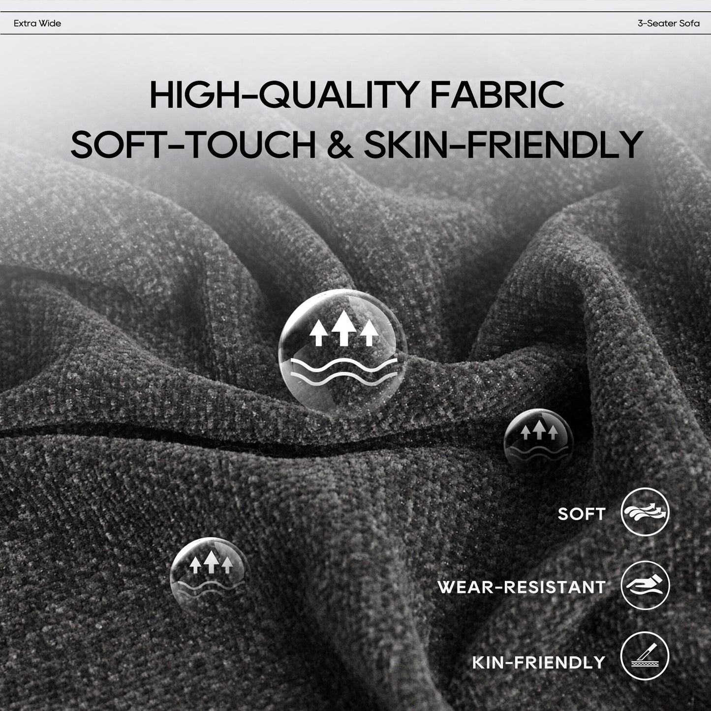 Canapé d'angle modulaire Cloud 144 avec pouf - Canapé de salon en tissu chenille moelleux