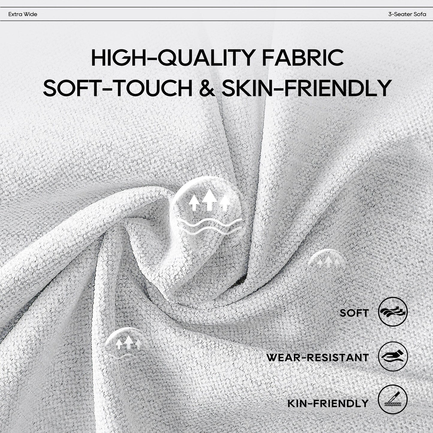 Canapé d'angle modulaire Cloud 144 avec pouf - Canapé de salon en tissu chenille moelleux