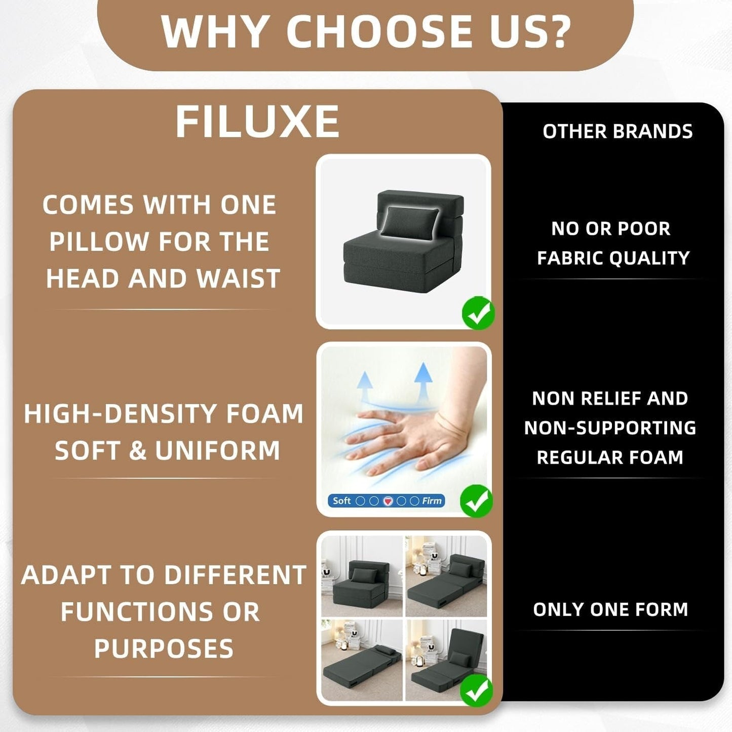 Canapé-lit convertible pliant - Fauteuil-lit moderne en lin avec oreiller et matelas pliable pour salon/chambre d'étudiant/chambre d'amis