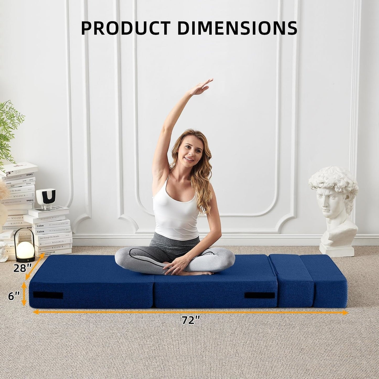 Canapé-lit convertible pliant - Fauteuil-lit moderne en lin avec oreiller et matelas pliable pour salon/chambre d'étudiant/chambre d'amis