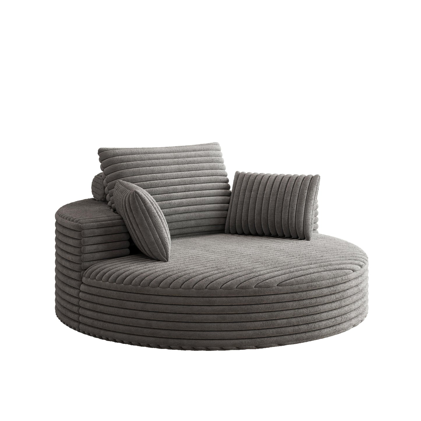 Fauteuil pivotant simple en velours côtelé et mousse chenille