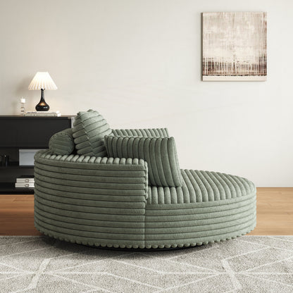 Fauteuil pivotant simple en velours côtelé et mousse chenille