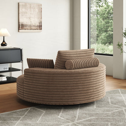 Fauteuil pivotant simple en velours côtelé et mousse chenille