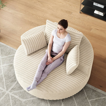Fauteuil pivotant simple en velours côtelé et mousse chenille