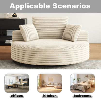 Fauteuil pivotant simple en velours côtelé et mousse chenille