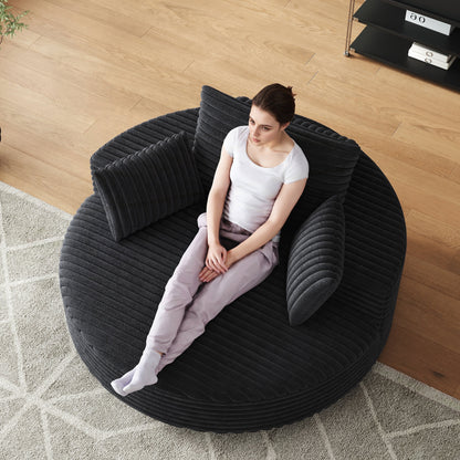 Fauteuil pivotant simple en velours côtelé et mousse chenille