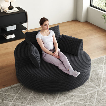 Fauteuil pivotant simple en velours côtelé et mousse chenille