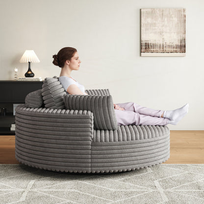 Fauteuil pivotant simple en velours côtelé et mousse chenille
