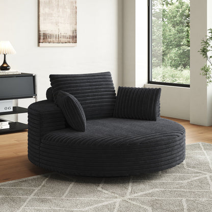Fauteuil pivotant simple en velours côtelé et mousse chenille