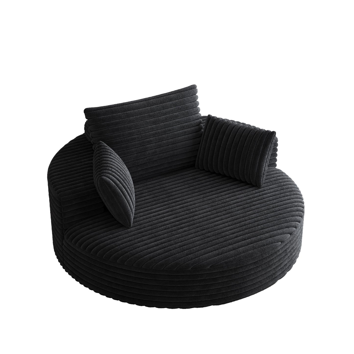 Fauteuil pivotant simple en velours côtelé et mousse chenille