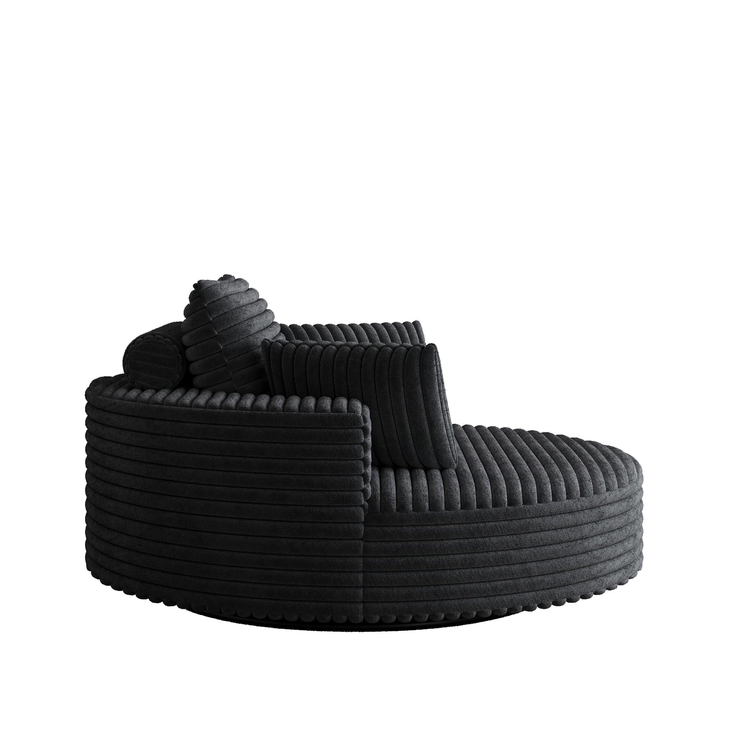 Fauteuil pivotant simple en velours côtelé et mousse chenille
