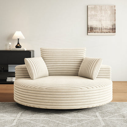 Fauteuil pivotant simple en velours côtelé et mousse chenille