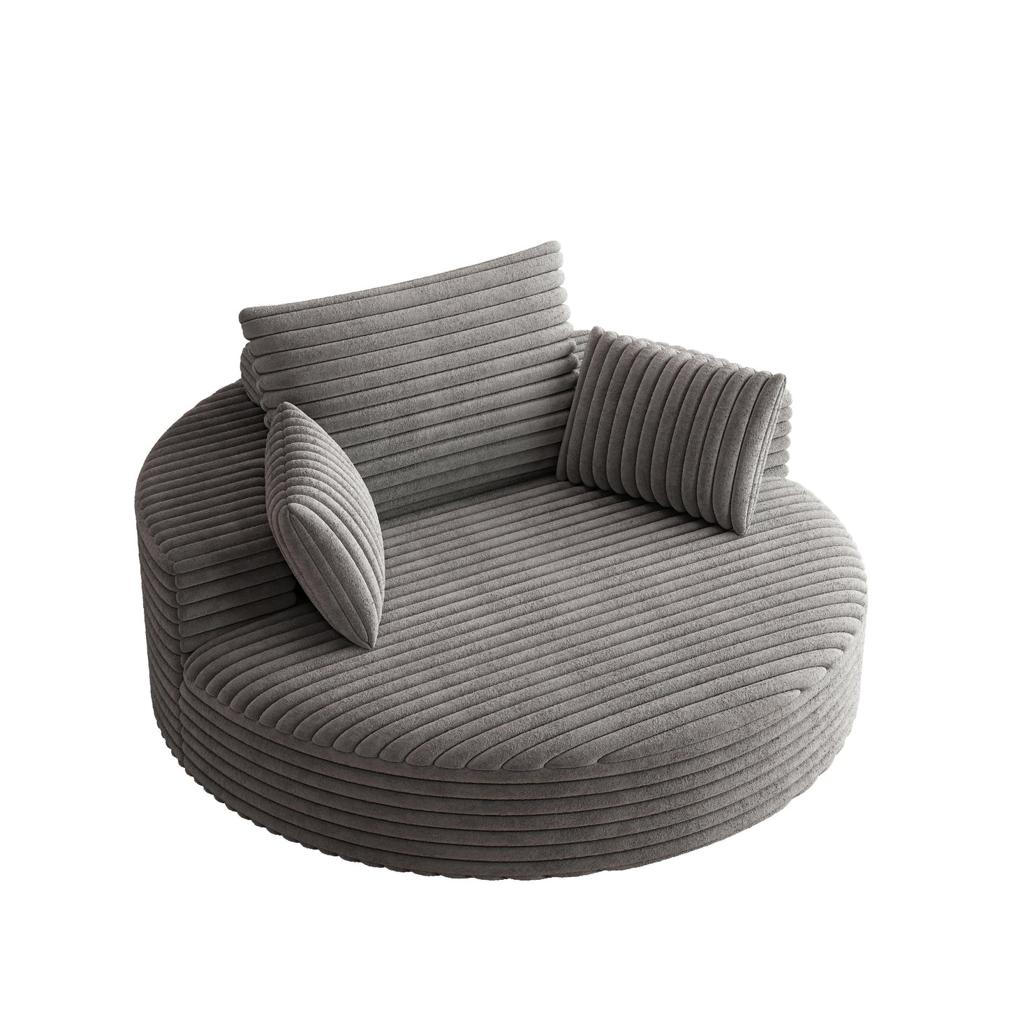 Fauteuil pivotant simple en velours côtelé et mousse chenille