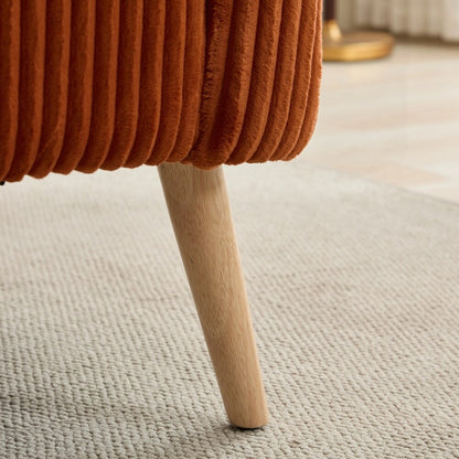 Canapé 2 places recouvert de tissu velours côtelé avec pieds en noyer