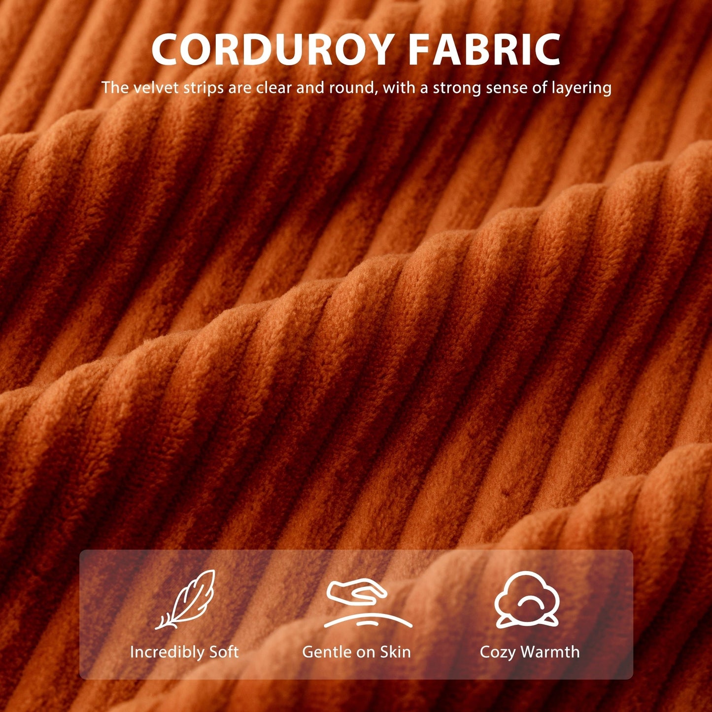 Canapé en velours côtelé avec pouf intégré et mousse à mémoire de forme - 123 cm (L) x 172 cm (l) x 62 cm (H)