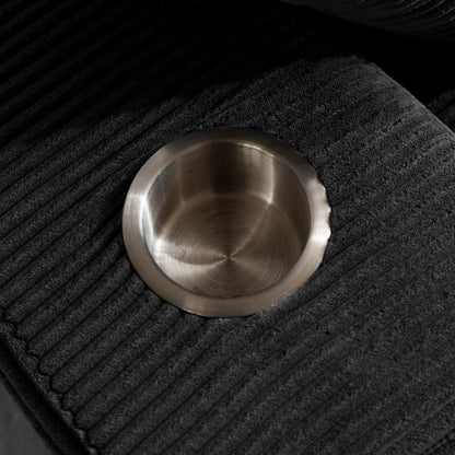 Canapé en velours côtelé avec pouf intégré et mousse à mémoire de forme - 123 cm (L) x 172 cm (l) x 62 cm (H)