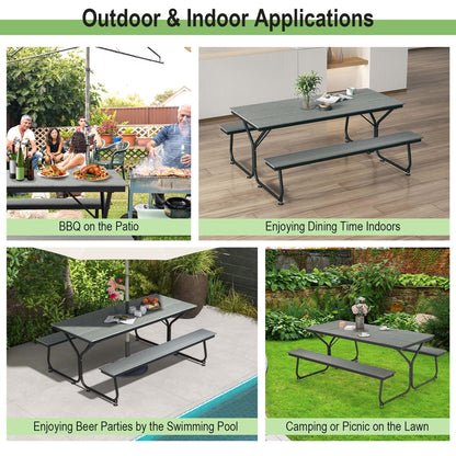 Ensemble table et banc de pique-nique Costway 1,8 m (6 pi) en PEHD robuste pour l'extérieur - Voir les détails