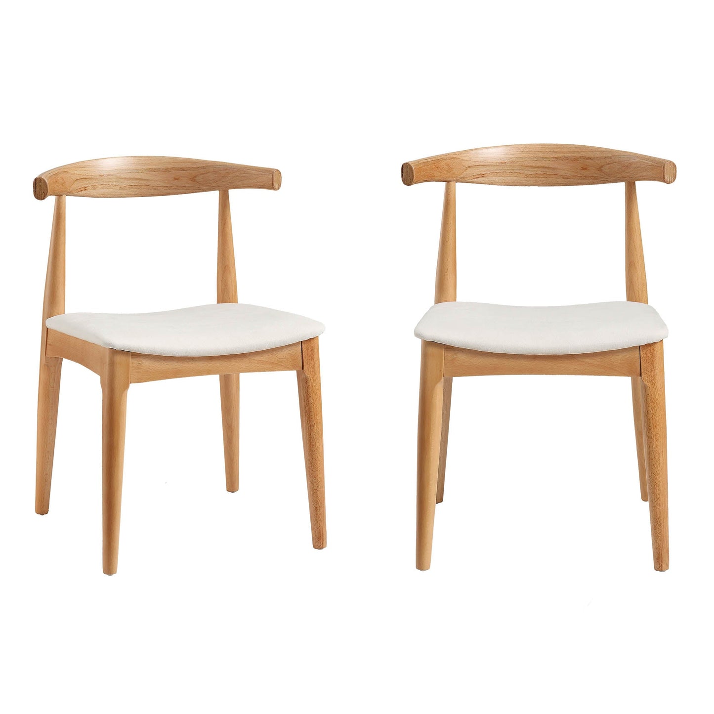 Ensemble de 2 chaises de salle à manger Arley en bois de hêtre, naturel et beige