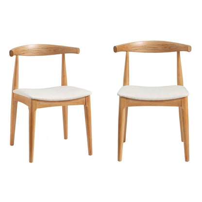 Ensemble de 2 chaises de salle à manger Arley en bois de hêtre, naturel et beige