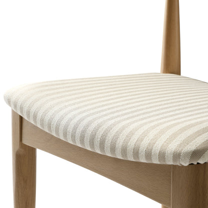 Ensemble de 2 chaises de salle à manger Arley en bois de hêtre, rayures naturelles et taupe clair