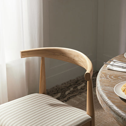 Ensemble de 2 chaises de salle à manger Arley en bois de hêtre, rayures naturelles et taupe clair