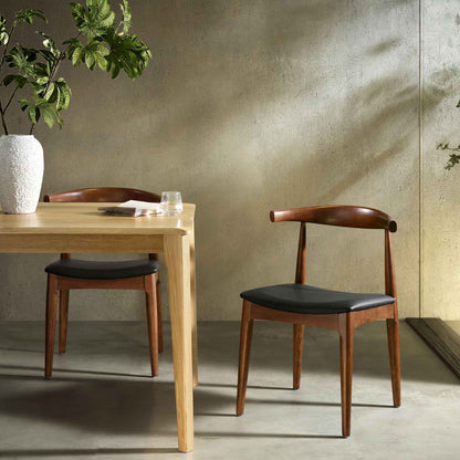 Ensemble de 2 chaises de salle à manger Arley en bois de hêtre, noyer et noir
