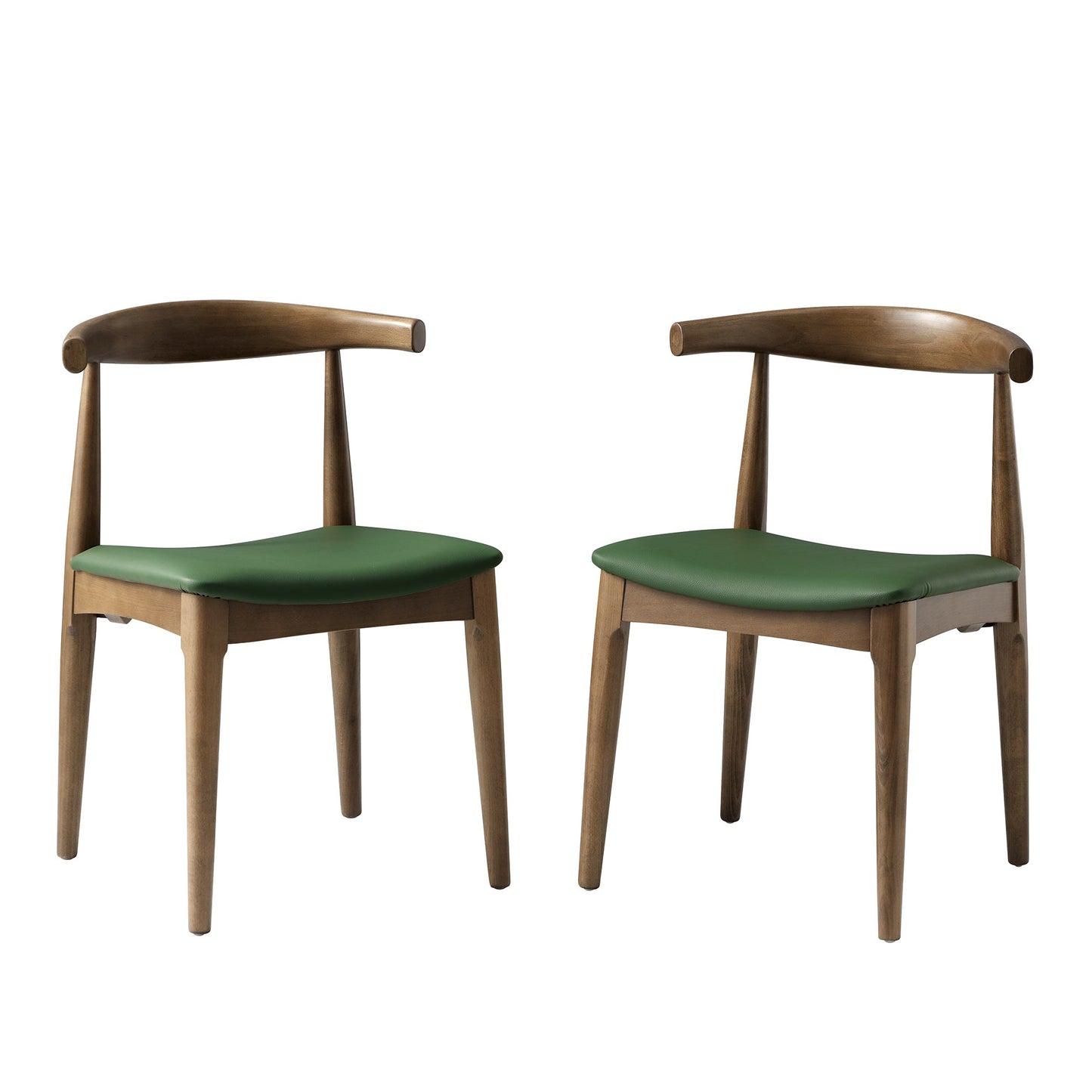 Ensemble de 2 chaises de salle à manger Arley en hêtre, noyer clair et vert olive