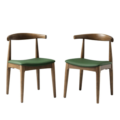 Ensemble de 2 chaises de salle à manger Arley en hêtre, noyer clair et vert olive