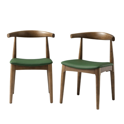 Ensemble de 2 chaises de salle à manger Arley en hêtre, noyer clair et vert olive