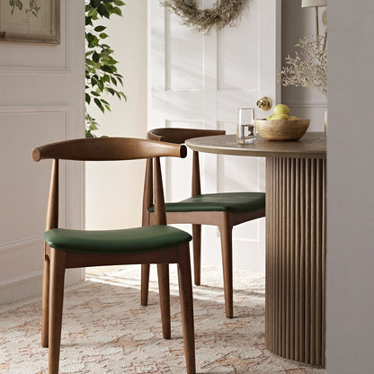 Ensemble de 2 chaises de salle à manger Arley en hêtre, noyer clair et vert olive