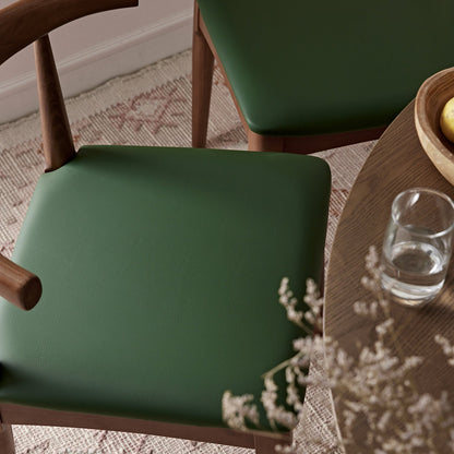 Ensemble de 2 chaises de salle à manger Arley en hêtre, noyer clair et vert olive