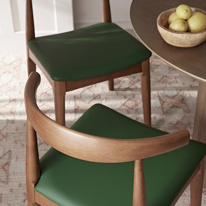 Ensemble de 2 chaises de salle à manger Arley en hêtre, noyer clair et vert olive
