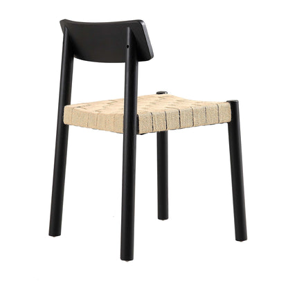 Ensemble de 2 chaises de salle à manger Ditton en bois d'orme et jute, noir