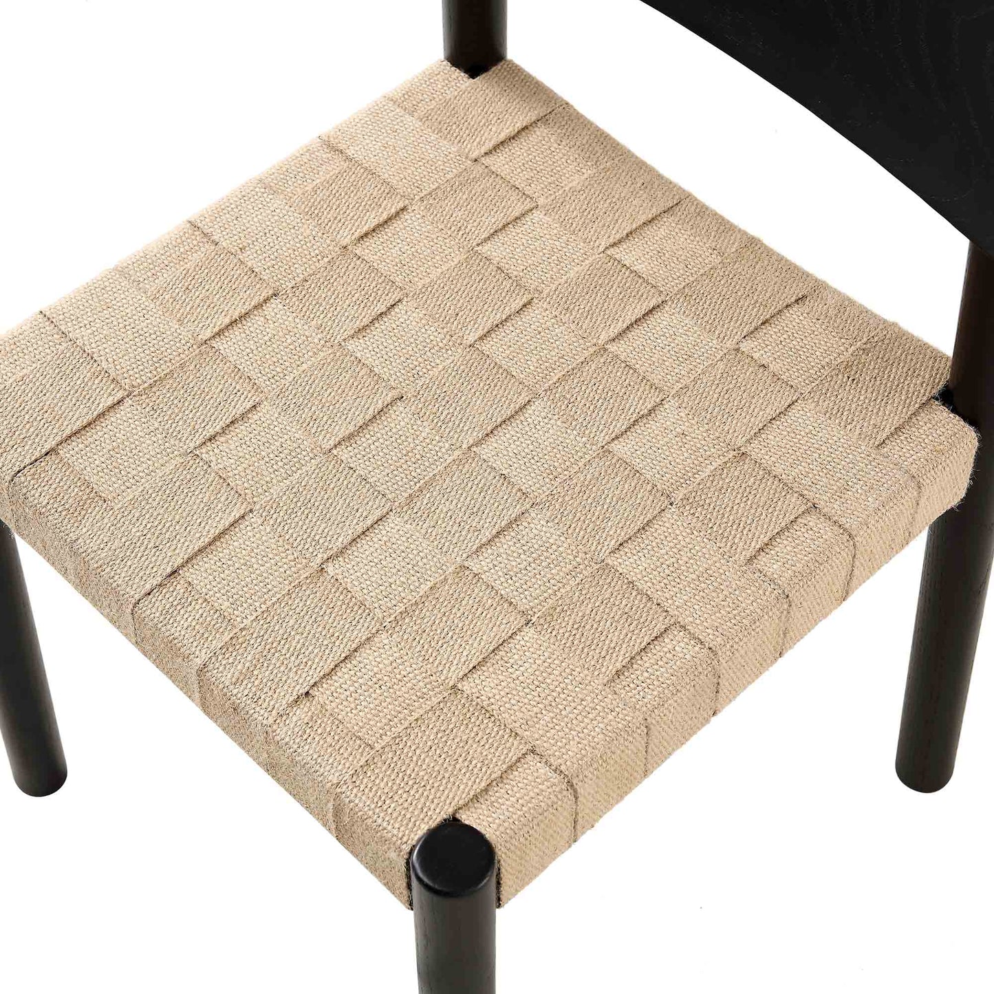 Ensemble de 2 chaises de salle à manger Ditton en bois d'orme et jute, noir