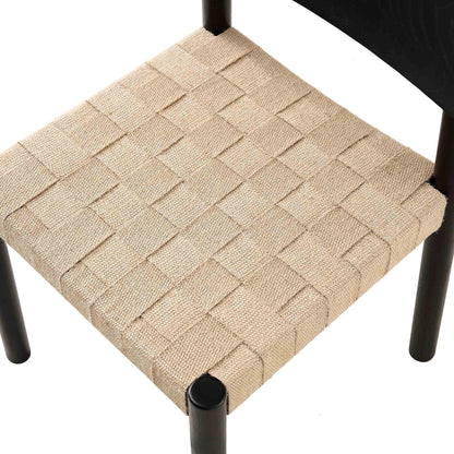 Ensemble de 2 chaises de salle à manger Ditton en bois d'orme et jute, noir