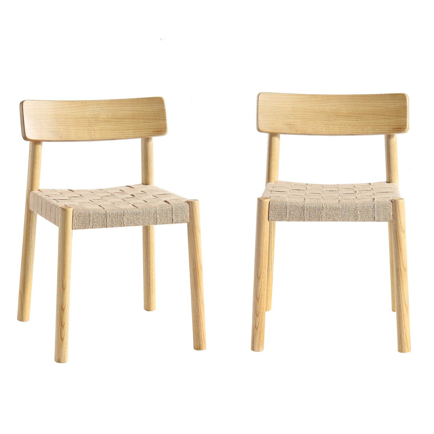 Ensemble de 2 chaises de salle à manger Ditton en bois d'orme et jute, couleur naturelle