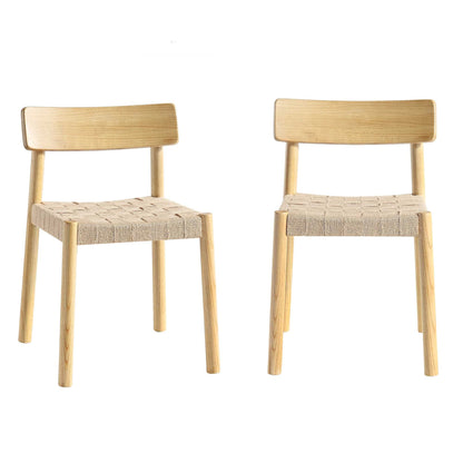 Ensemble de 2 chaises de salle à manger Ditton en bois d'orme et jute, couleur naturelle