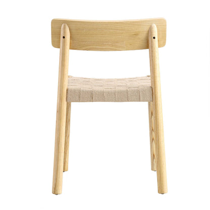 Ensemble de 2 chaises de salle à manger Ditton en bois d'orme et jute, couleur naturelle