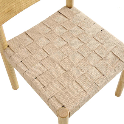 Ensemble de 2 chaises de salle à manger Ditton en bois d'orme et jute, couleur naturelle