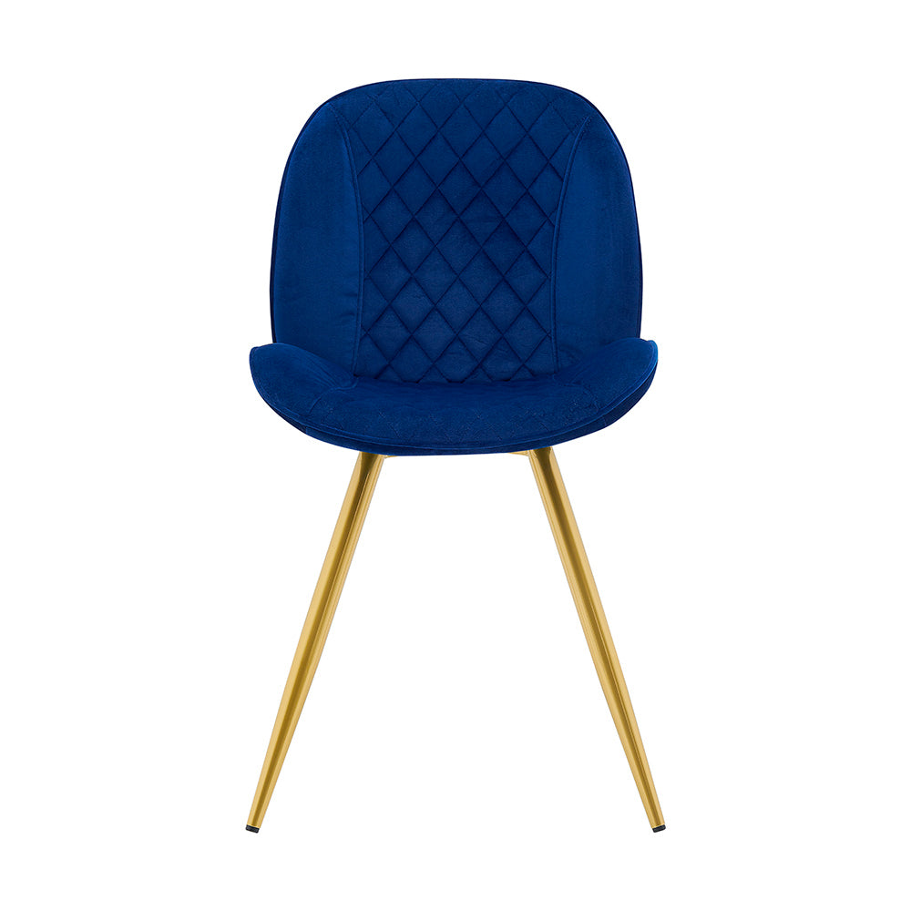 Lot de 2 chaises de salle à manger Cosford à motif diamant (velours bleu)