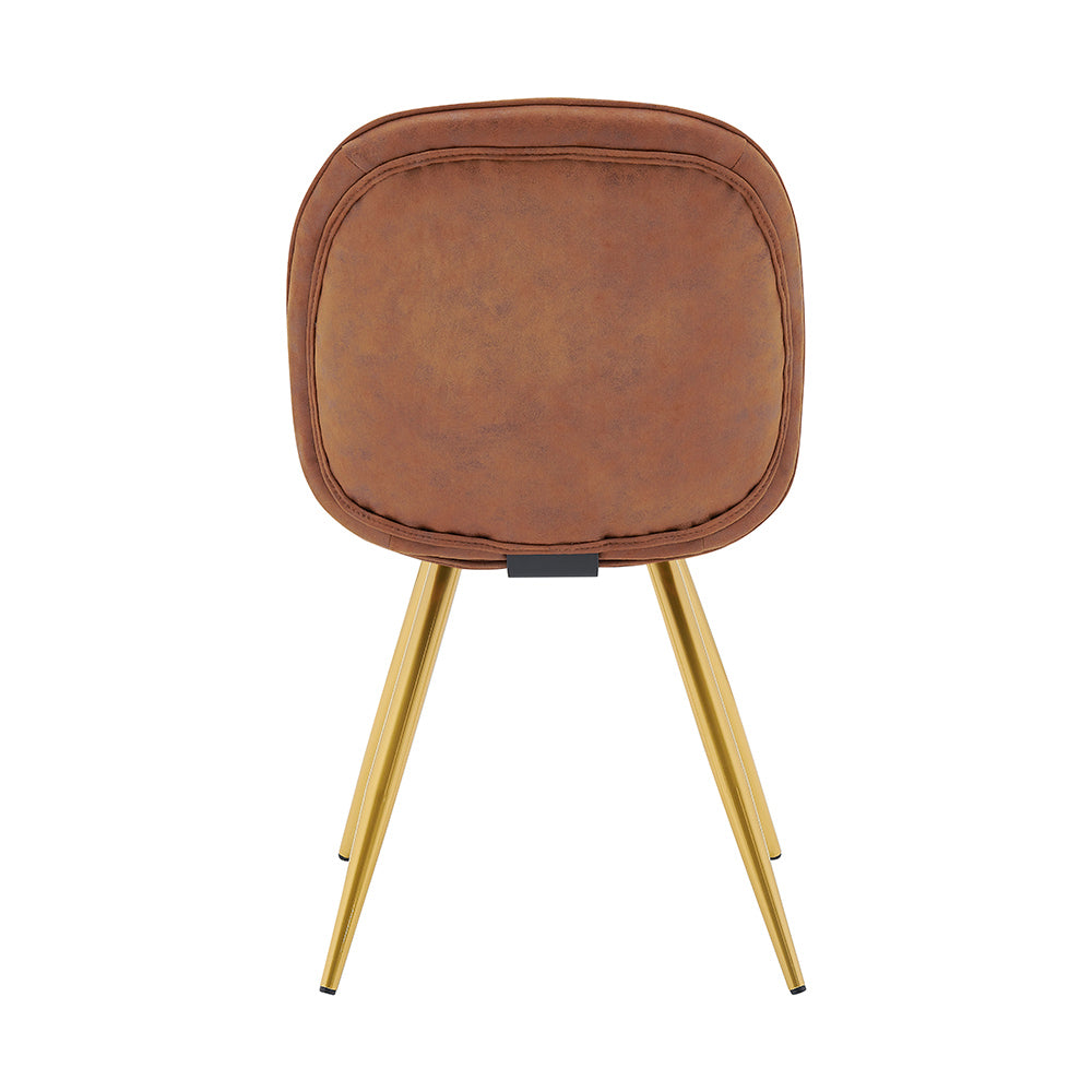 Lot de 2 chaises de salle à manger Cosford à coutures diamantées (tissu effet cuir beige vintage)