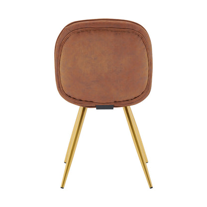 Lot de 2 chaises de salle à manger Cosford à coutures diamantées (tissu effet cuir beige vintage)