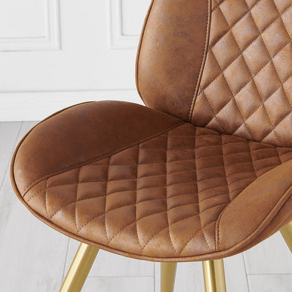 Lot de 2 chaises de salle à manger Cosford à coutures diamantées (tissu effet cuir beige vintage)