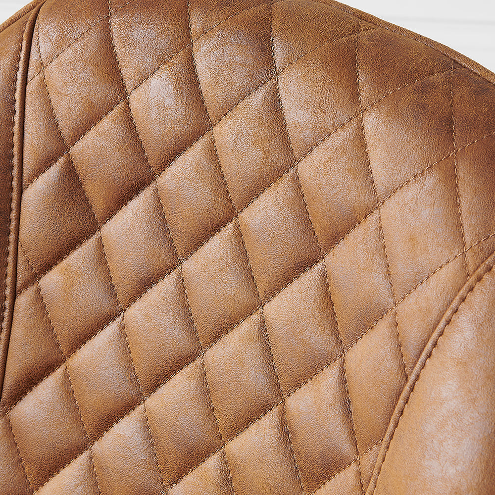 Lot de 2 chaises de salle à manger Cosford à coutures diamantées (tissu effet cuir beige vintage)