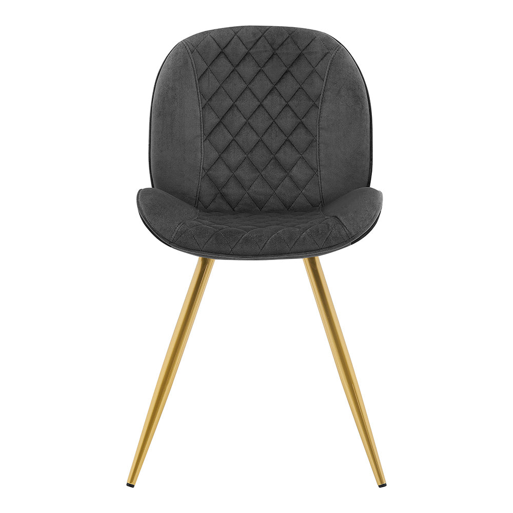 Lot de 2 chaises de salle à manger Cosford à motif diamant (velours gris)