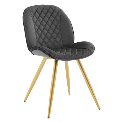 Lot de 2 chaises de salle à manger Cosford à motif diamant (velours gris)