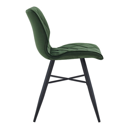 Lot de 2 chaises de salle à manger Ampney en velours à motif diamant avec pieds en métal (velours vert)