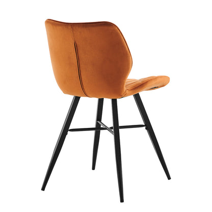 Lot de 2 chaises de salle à manger Ampney en velours orange à points de diamant, lot de 2 avec pieds en métal