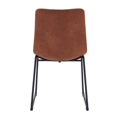 Ensemble de 2 chaises de salle à manger cannelées en cuir vegan Sutton avec structure en métal (marron cognac)